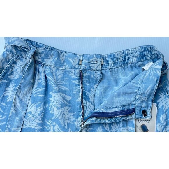 Zara Womens Blue Printed Belted Cuffed Printed Lyocell Shorts Size 4 US - Picture 8 of 8